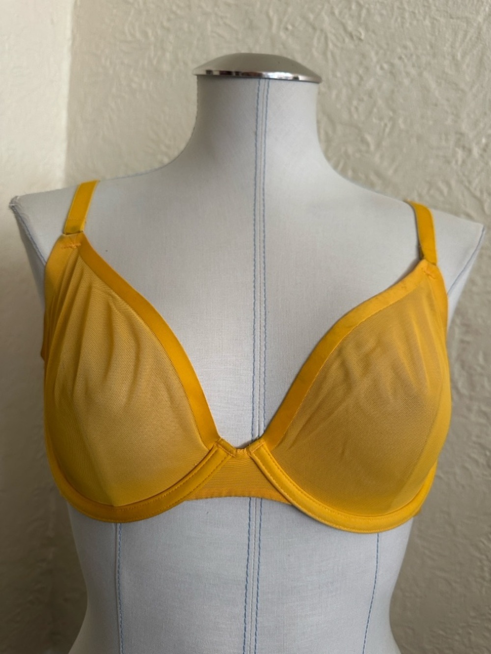 CUUP the Plunge Yellow Mesh Bra 34D